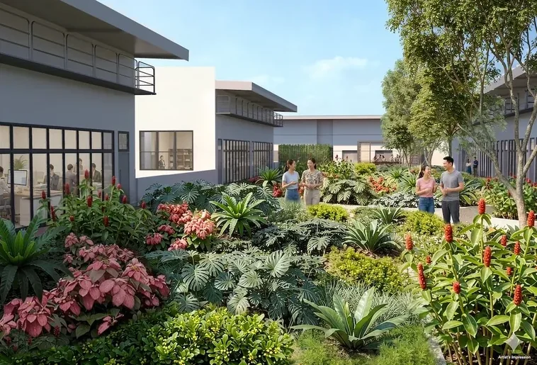 GATE+ landscaped roof garden with pergola seating